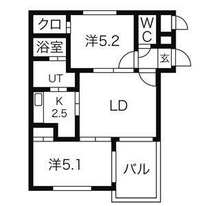 ダイナスティアIV(2LDK/4階)の間取り写真