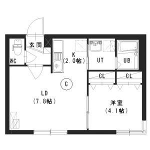 ウィリデ (1DK/2階)の間取り写真