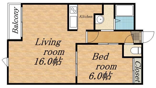 ヴィラサカエ豊平(1LDK/4階)の間取り写真