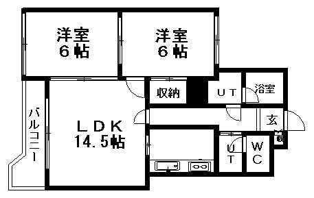 メゾンドブーケパーク(2LDK/9階)の間取り写真