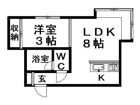 スクエアーコテージ(1LDK/2階)の間取り写真
