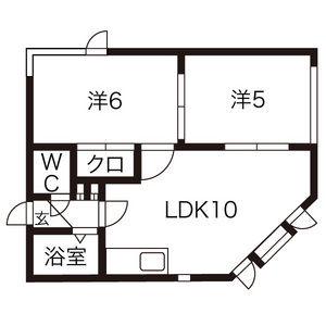 パルコート美乃家(2DK/5階)の間取り写真