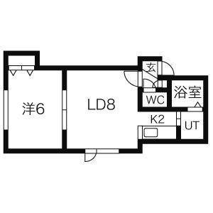 クレール平岸(1LDK/2階)の間取り写真