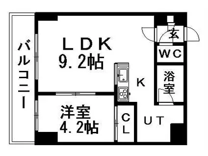 アンビエンテ131(1LDK/8階)の間取り写真