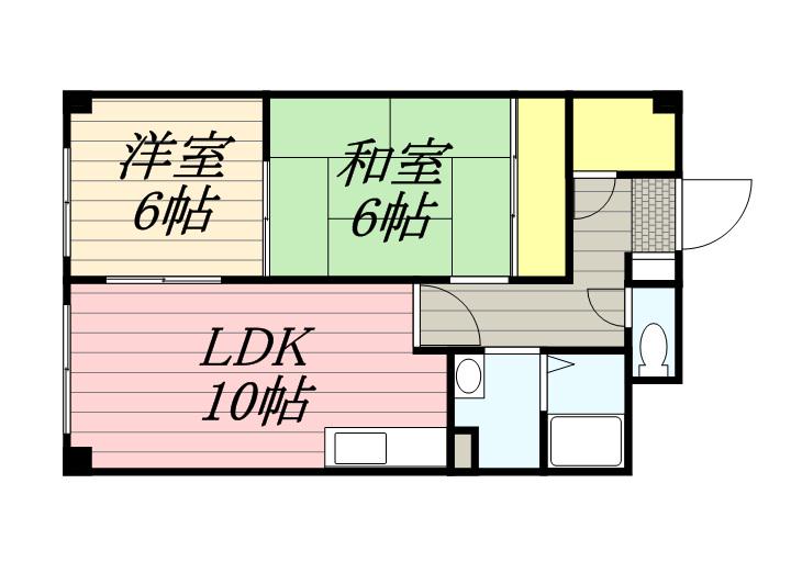 201松井ビル(2LDK/4階)の間取り写真