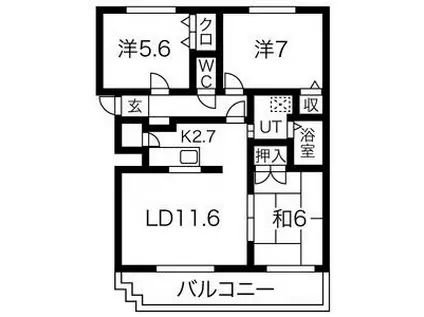 サンライト西岡Ⅱ(3LDK/1階)の間取り写真