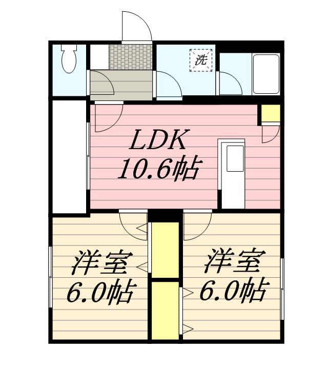 RITZ GRANDE 白石駅(2LDK/3階)の間取り写真