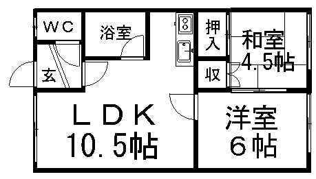 ハイツ松浦(2LDK/1階)の間取り写真