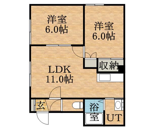 エイクシティ・ナルディ(2LDK/1階)の間取り写真