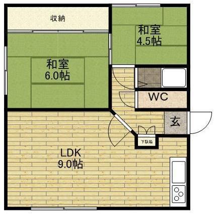 グリーンハイツ(2DK/2階)の間取り写真