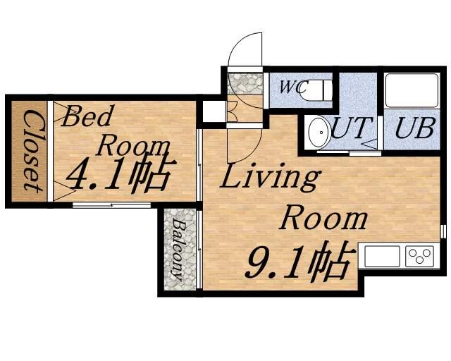 ル・コリドール南郷(1LDK/3階)の間取り写真