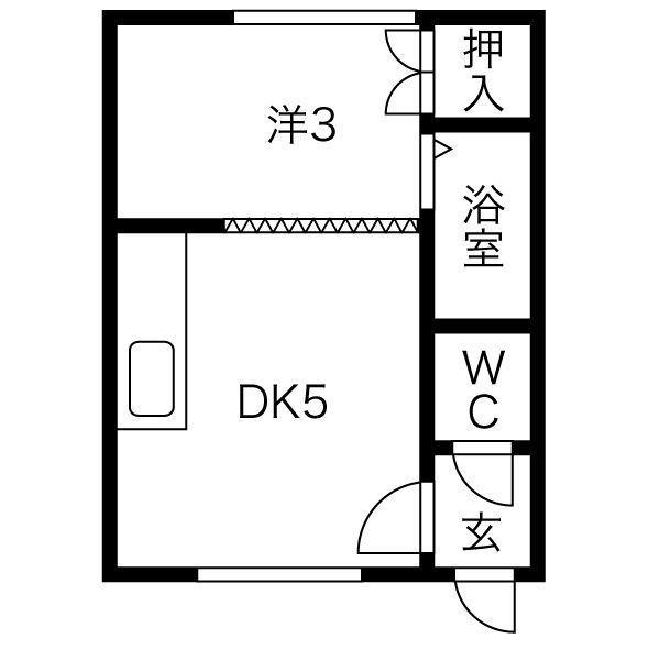ジュネスほし(1DK/2階)の間取り写真