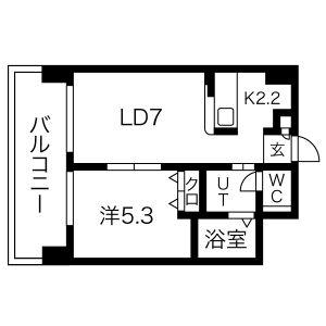 レヂデンス山鼻(1DK/6階)の間取り写真