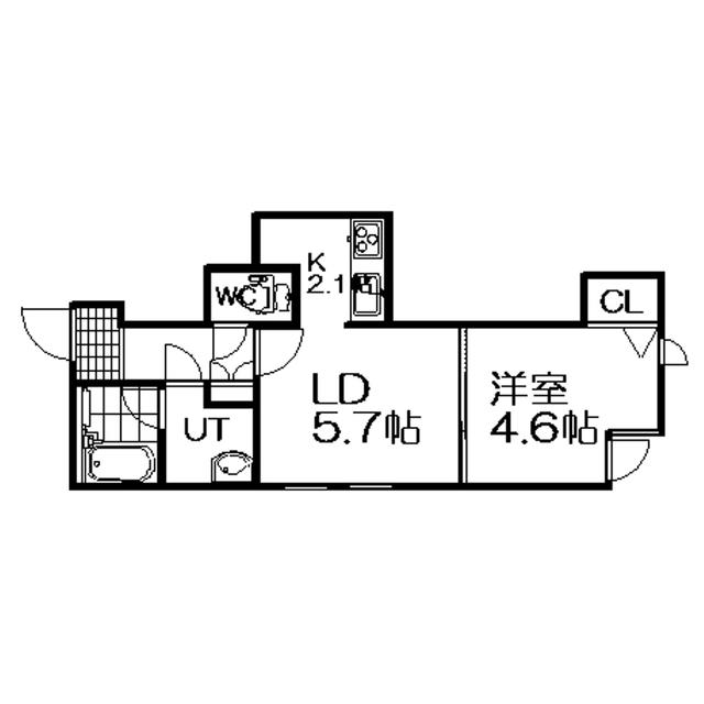 アーミン菊水(1DK/2階)の間取り写真