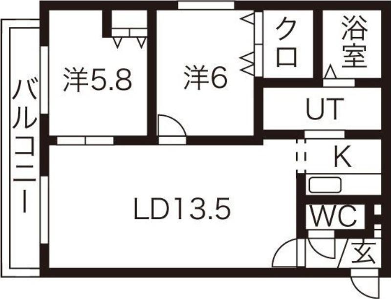 サラベルヴェデ-レ(2LDK/5階)の間取り写真