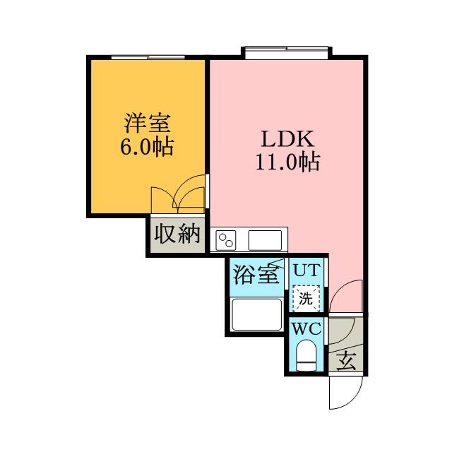 元町アパートメント(1LDK/3階)の間取り写真