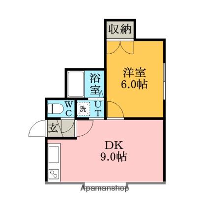 元町アパートメント(1LDK/1階)の間取り写真
