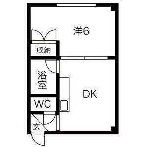 レジデンス静(1DK/4階)の間取り写真