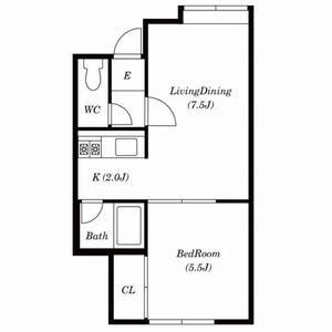 ハイツサザンクロス(1LDK/2階)の間取り写真