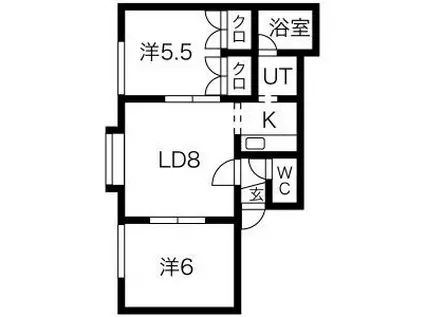 フォレスト北郷(2LDK/2階)の間取り写真