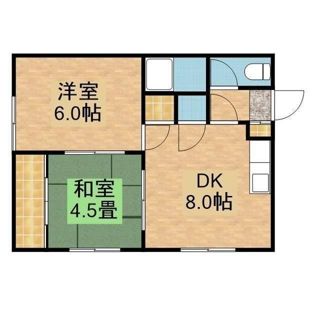 菊水アパート(2DK/2階)の間取り写真