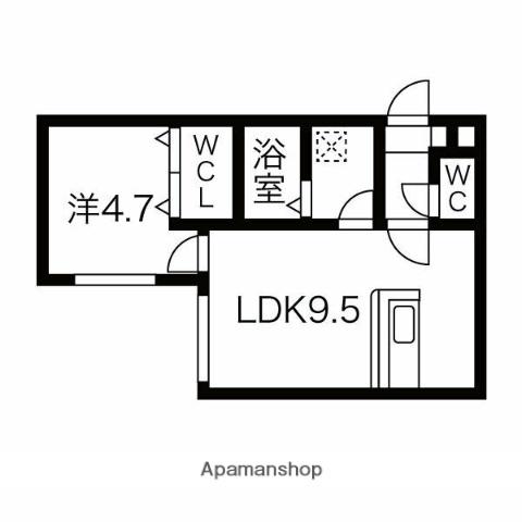 ティアラ南郷(1LDK/4階)の間取り写真