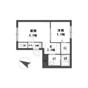 グランメール 月寒中央公園(1LDK/2階)の間取り写真