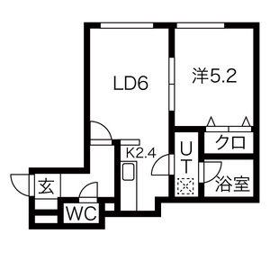 コロアール(1LDK/2階)の間取り写真