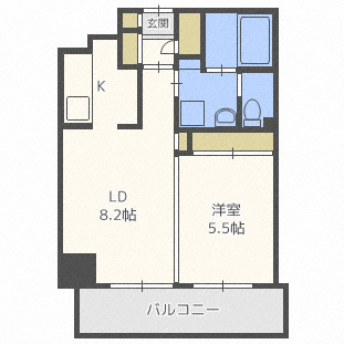 カトレア南8条(1LDK/6階)の間取り写真