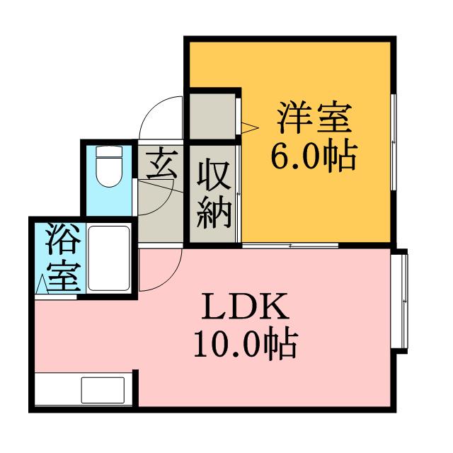 ハイム北郷(1LDK/1階)の間取り写真