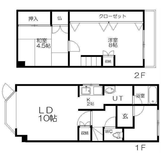 東札幌2条5丁目 1棟4戸テラスハウス(2LDK/1階)の間取り写真