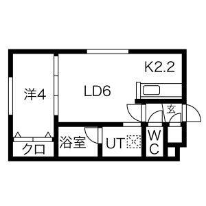 LICHTRARE東札幌(1LDK/4階)の間取り写真