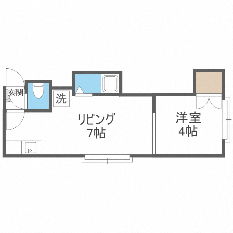 クルーズハウス南郷B棟(1DK/2階)の間取り写真