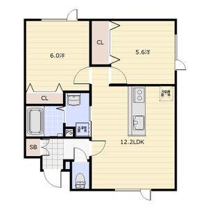 EIE月寒西(2LDK/3階)の間取り写真