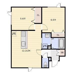 EIE月寒西(2LDK/4階)の間取り写真