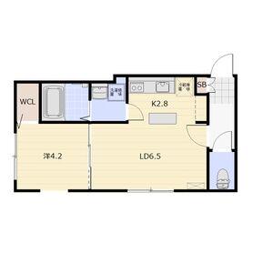 THREE R 菊水(1LDK/4階)の間取り写真