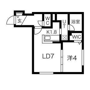 WIND HILLS 南郷(1LDK/1階)の間取り写真