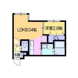 ガルボ平岸(1LDK/3階)の間取り写真