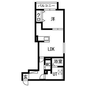 LA VITA COMODO SAPPORO ラ ヴィータ コ(1LDK/2階)の間取り写真