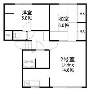 ルトゥール南平岸Ⅵ(2LDK/3階)の間取り写真