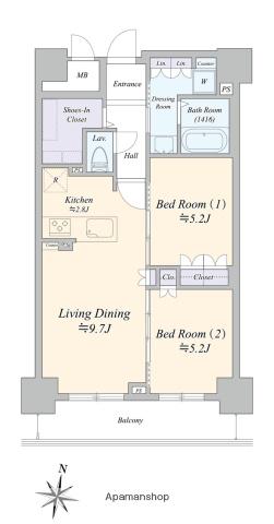 ジュノール札幌植物園(2LDK/14階)の間取り写真