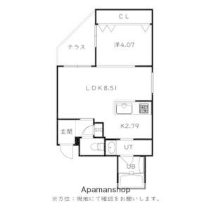 CITY SQUARE菊水(1LDK/1階)の間取り写真