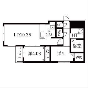 セレッソ本郷通(2LDK/3階)の間取り写真