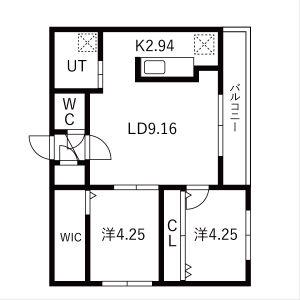 本郷通5丁目MS(2LDK/3階)の間取り写真