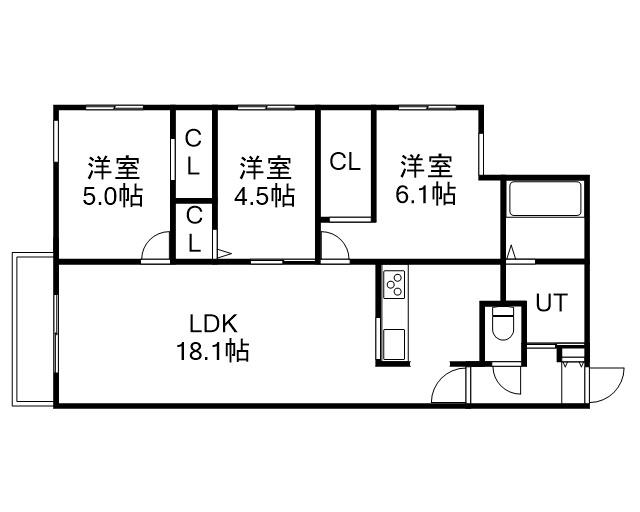 ZABO HILLS MISONO(3LDK/4階)の間取り写真