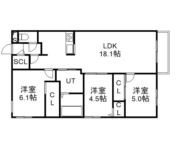 ZABO HILLS MISONO(3LDK/2階)の間取り写真