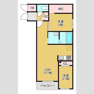 本通16丁目北(2LDK/2階)の間取り写真