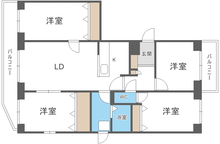 BRO北野(4LDK/1階)の間取り写真