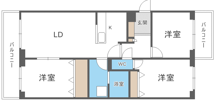 BRO北野(3LDK/4階)の間取り写真