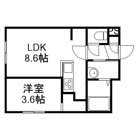 RED BEANS(1LDK/3階)の間取り写真